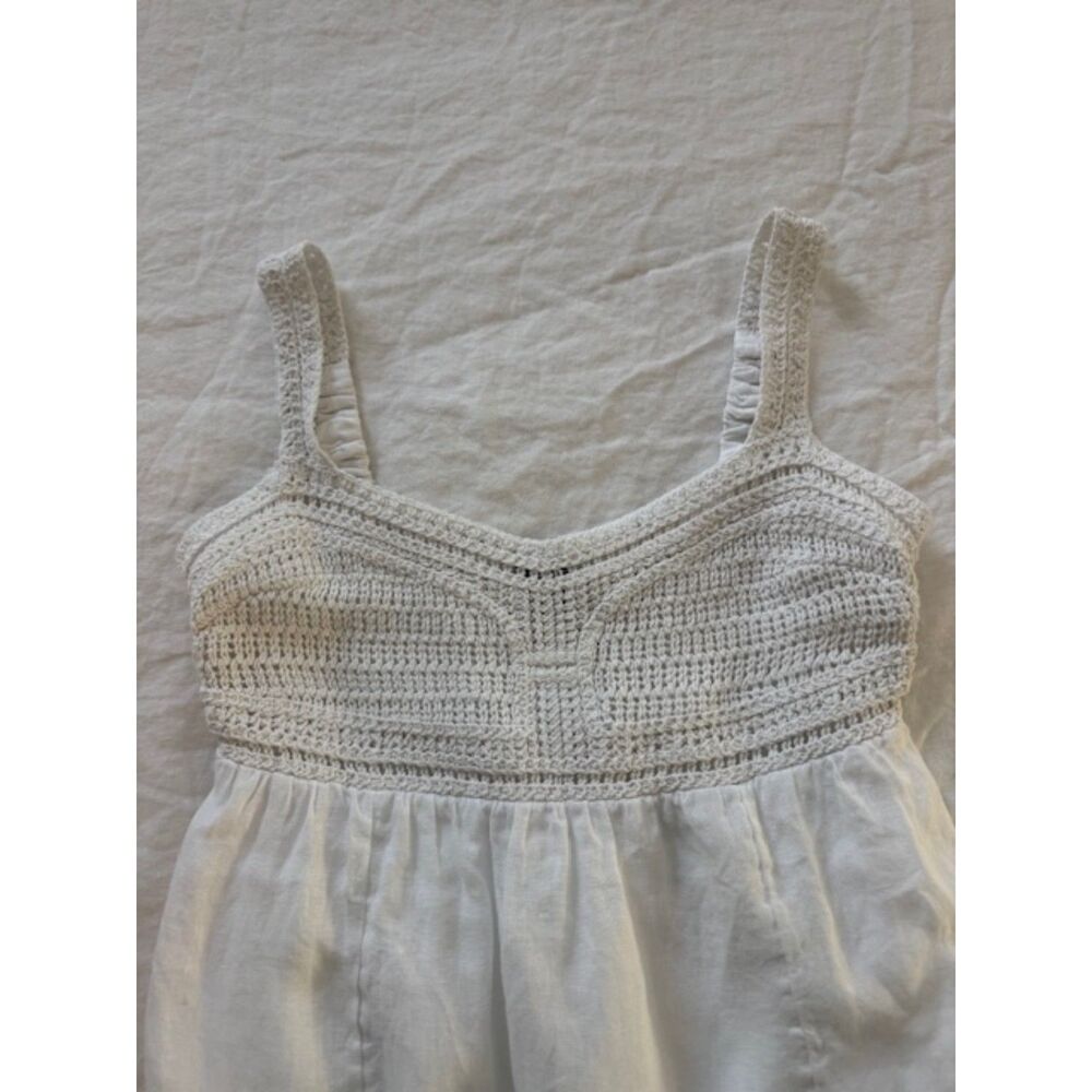 J.Crew crochet-top linen midi dress, White, Size M. - Picture 4 of 8